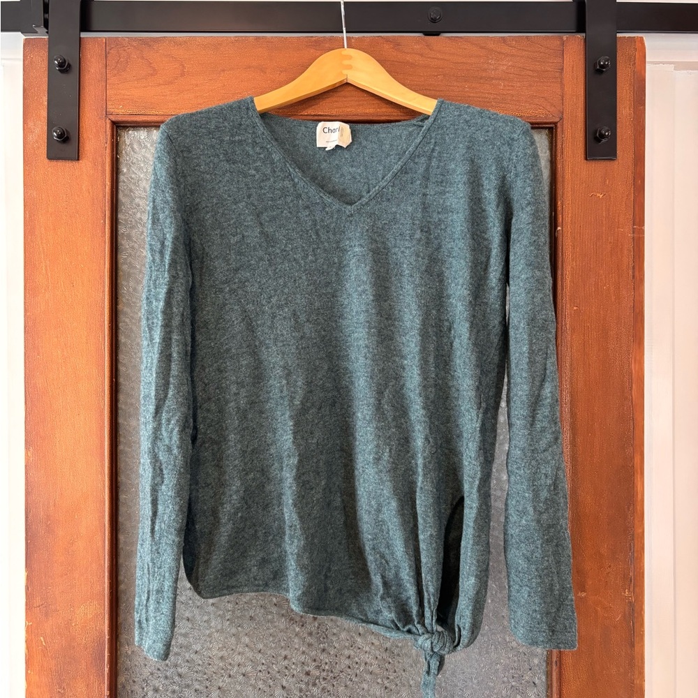 Charli Teal Long Sleeve V-Neck Sweater